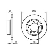 Bosch 2 x Vented Brake Discs fits Porsche Boxster 1996-2004 2.5 2.7