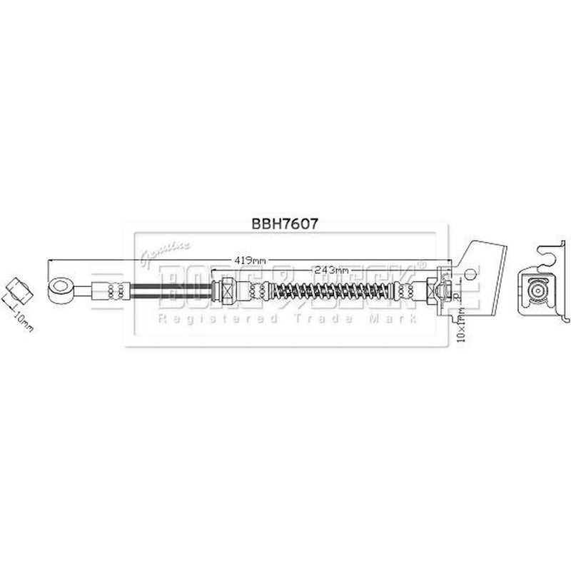 Borg & Beck Brake Hydraulic Hose Line Rear Right BBH7607