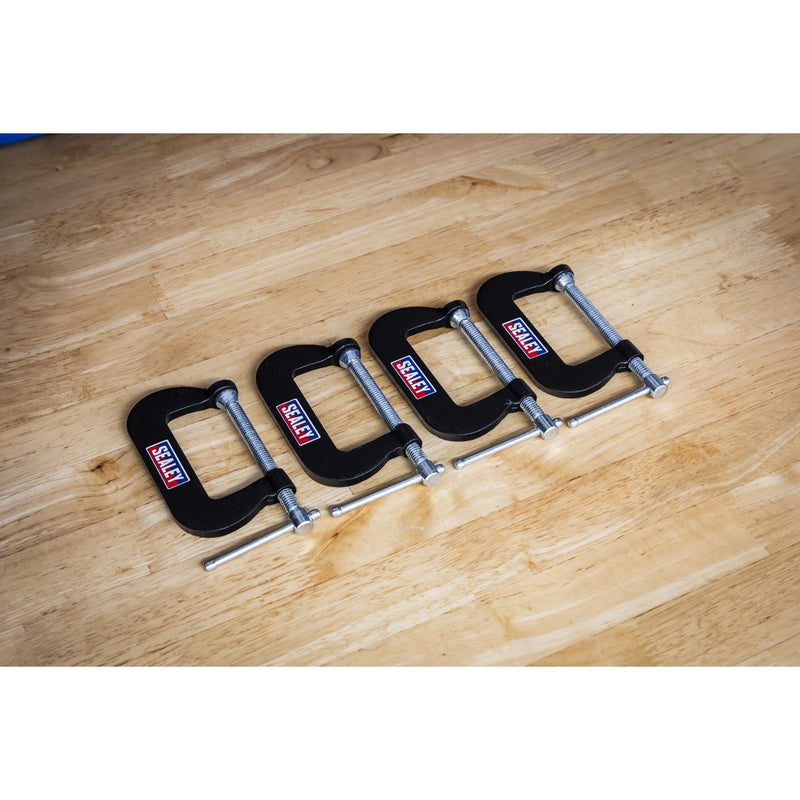 Sealey Junior C-Clamp Set 51mm x 32mm 4pc GCC06 Sealey - Dynamic Drive
