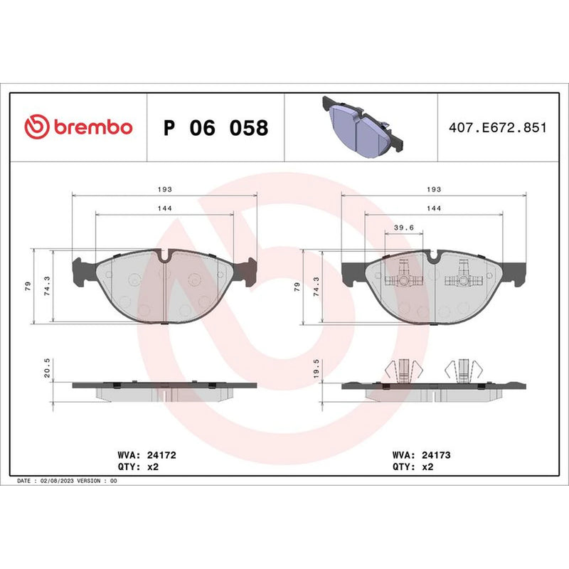 Brembo 4 x Front Brake Pad Set fits BMW X5 2006-2013 3.0 4.8