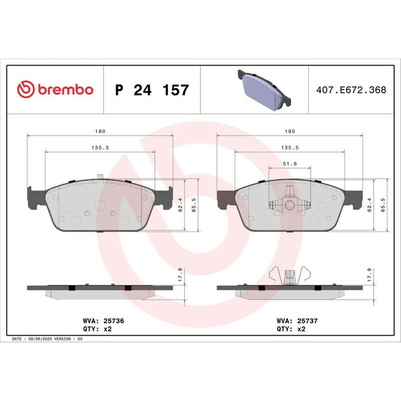 Brembo 4 x Front Brake Pad Set fits Ford Focus III 2010-2020 1.5 2.0