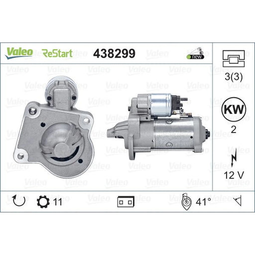 Valeo Starter Motor 12V 2kW 11 Teeth 438299