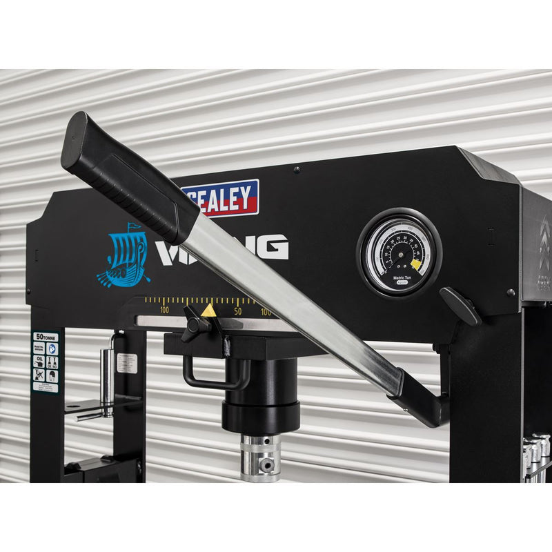 Viking Floor Type Air/Hydraulic Press with Sliding Ram and Foot Pedal 50 Tonne Viking - Dynamic Drive
