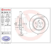 Brembo 2 x Solid Rear Brake Discs 08.D416.11-x2