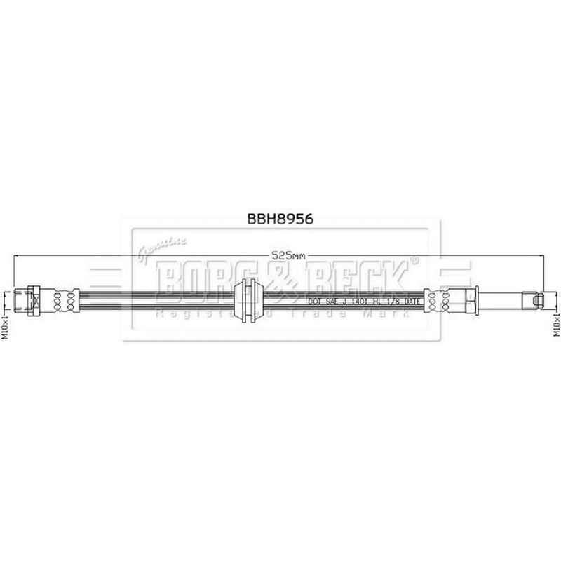 Borg & Beck Brake Hydraulic Hose Line Front Right BBH8956