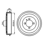 Bosch 2 x Brake Drums fits BMW 3 1982-1991