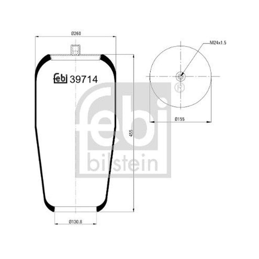 Febi Air Suspension Bellow 130mm Front Right 39714