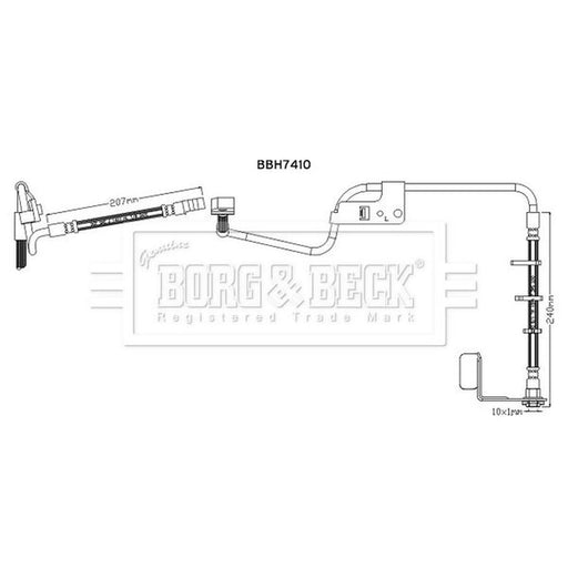 Borg & Beck Brake Hydraulic Hose Line Rear Left BBH7410