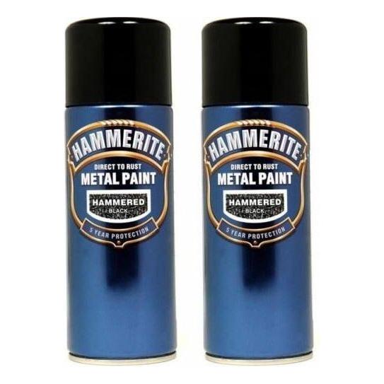 2x 400ml Hammerite HAmmERED BLACK Direct to Rust Metal Spray Paint Aerosol 400ml Hammerite - NN4 Online 