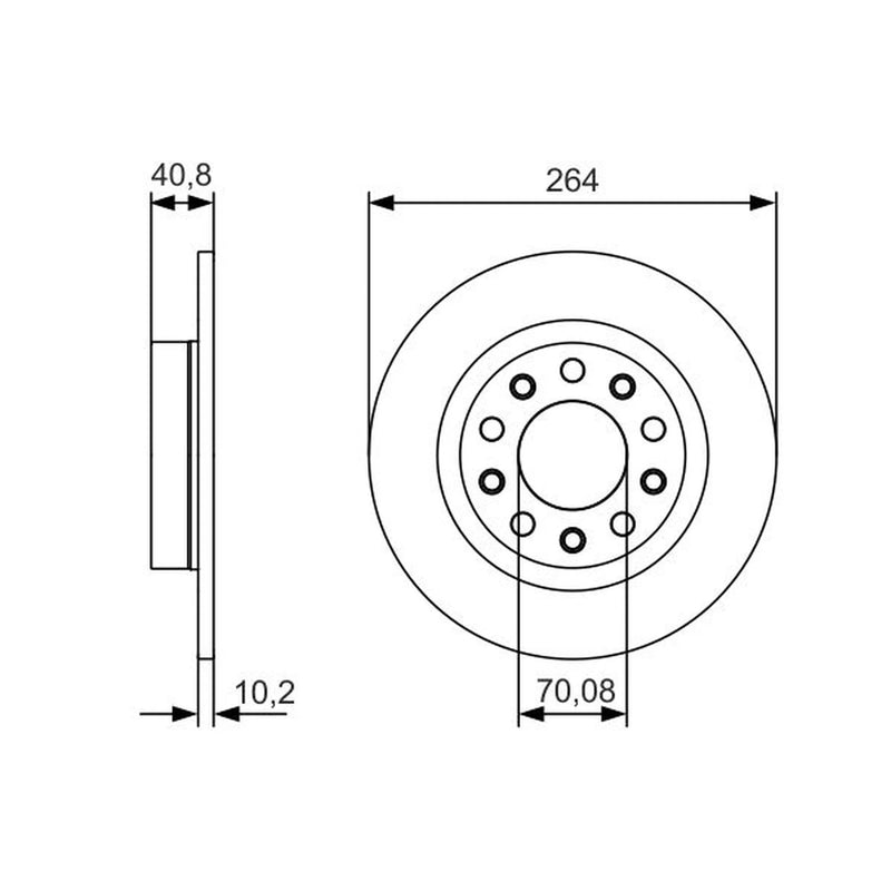 Bosch 2 x Solid Brake Discs fits Alfa Romeo Giulietta 2010-2020 1.4 1.6 2.0