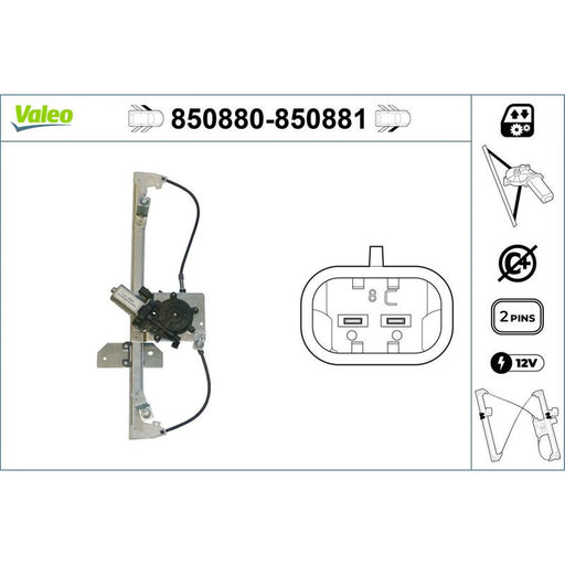 Valeo Electric Window Regulator Lifter Right Front 850881