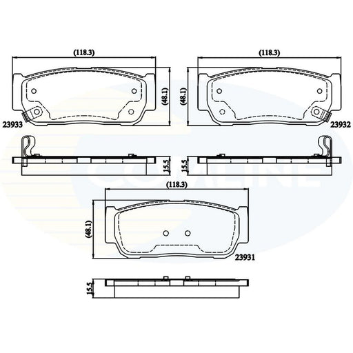 Comline 4 x Rear Brake Pad Set fits Kia Sorento I 2002-2011 2.4 2.5 3.3 3.5