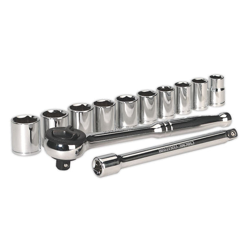 Siegen Socket Set 12Pc 3/8Inchsq Drive 6Pt Walldrive Metric Siegen by Sealey - Dynamic Drive