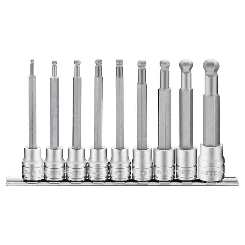 Teng Tools 3/8" ball point long hex bit socket clip rail set 9 pcs Teng Tools - Dynamic Drive