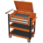 Sealey HD Mobile Tool & Parts Trolley 2 Drawer & Locking Top Orange AP760MO Sealey  - Dynamic Drive