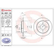 Brembo 2 x Solid Rear Brake Discs 08.4931.21-x2
