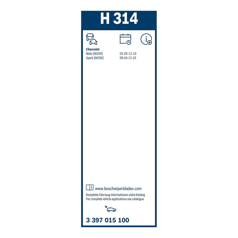 Bosch Wiper Wiper Blade 300mm — H314 fits Chevrolet Matiz 2005-2013 0.8 1.0