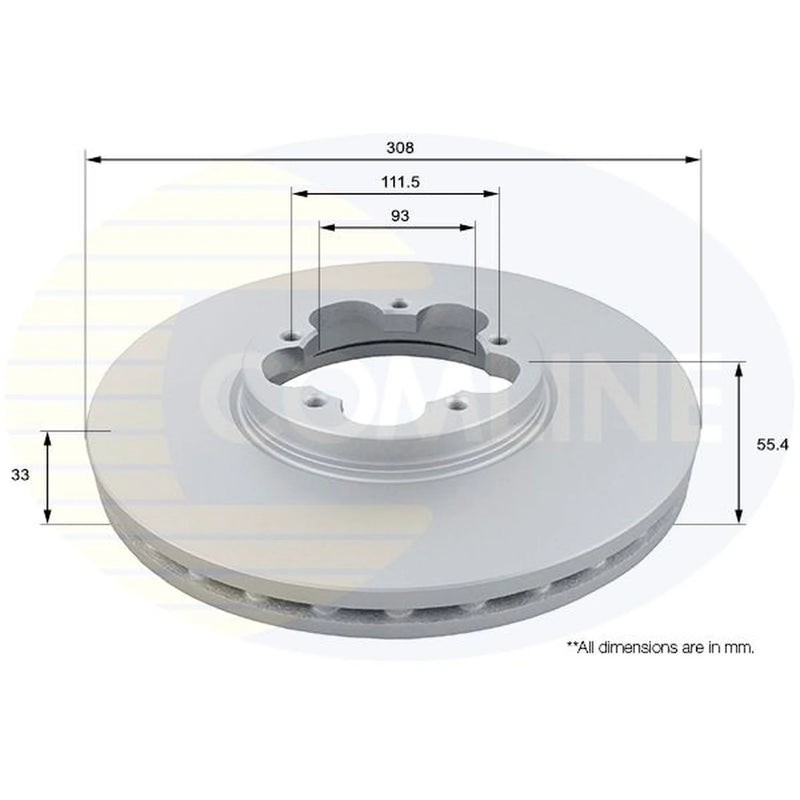 Comline 2 x Front Brake Discs ADC1267V-x2
