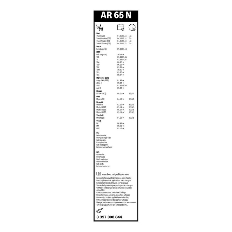 Bosch Aerotwin Wiper Blade 650mm — AR65N fits Citroën Dispatch I 1995-2006