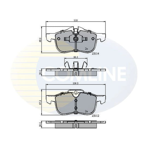 Comline 4 x Front Brake Pad Set fits MG MG 6 2010 on 1.8