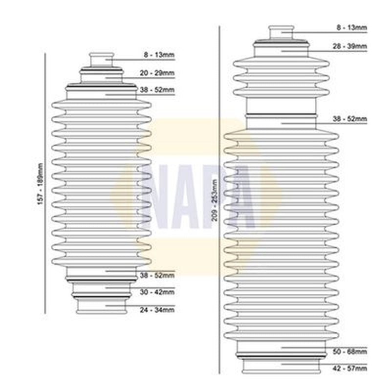 NAPA Steering Bellow Kit Front fits Citroën Xm 1989-2000 2.0 2.1 2.5 3.0