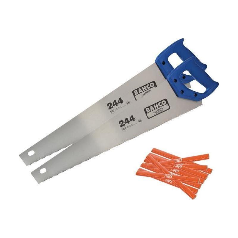 Bahco 2 x 244 Hardpoint Handsaw 550mm (22in) & Pack of 10 Pencils Bahco - NN4 Online