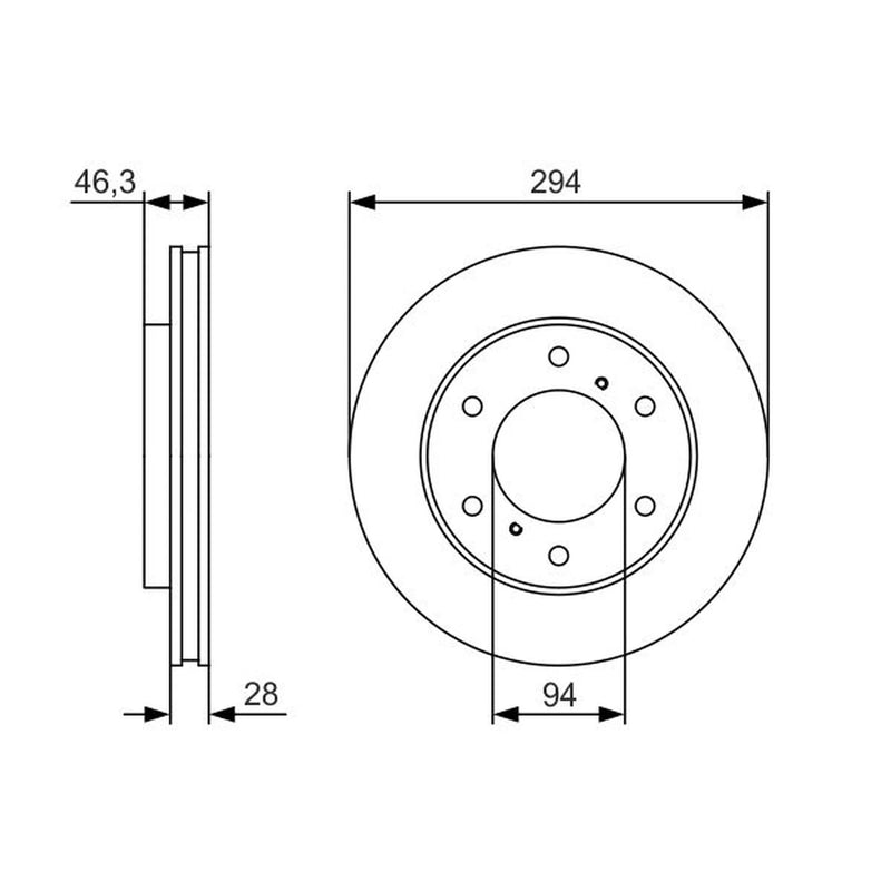 Bosch 2 x Vented Brake Discs