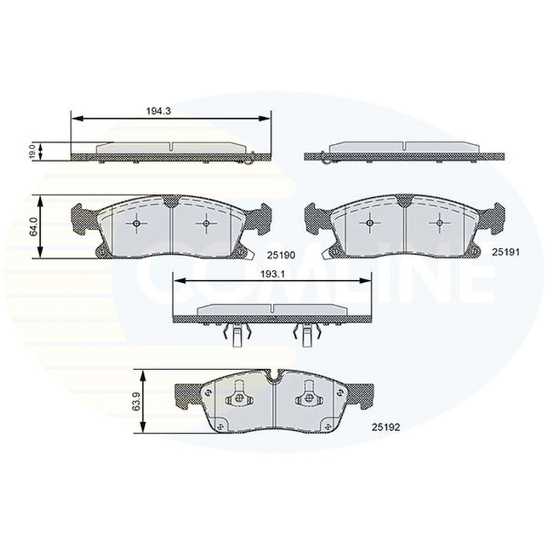 Comline 4 x Front Brake Pad Set fits Dodge Durango 2011 on 3.6 5.7