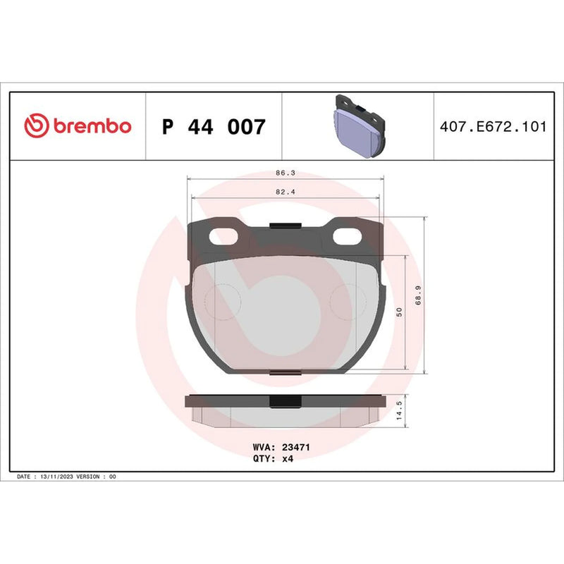 Brembo Rear Brake Pad Set fits Land Rover Defender 1990-2016 2.2 2.4 2.5 3.5 3.9