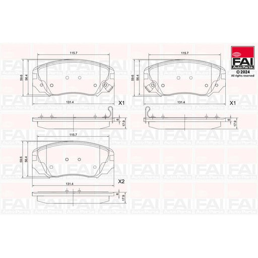 FAI Front Brake Pad Set fits Opel Insignia A 2008-2017 1.4 1.6 1.8 2.0