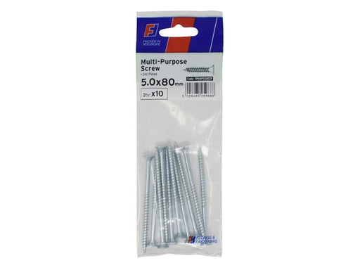 ForgeFix Multi-Purpose Pozi Screw CSK ST ZP 5.0 x 80mm ForgePack 10 ForgeFix - NN4 Online