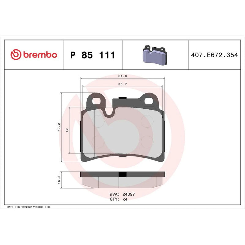 Brembo 4 x Rear Brake Pad Set fits VW Touareg 2002-2018 2.5 3.0 3.2 3.6 4.2 5.0