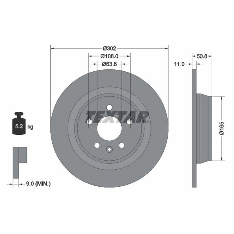 Textar 2 x Solid Rear Brake Discs 92159303-x2