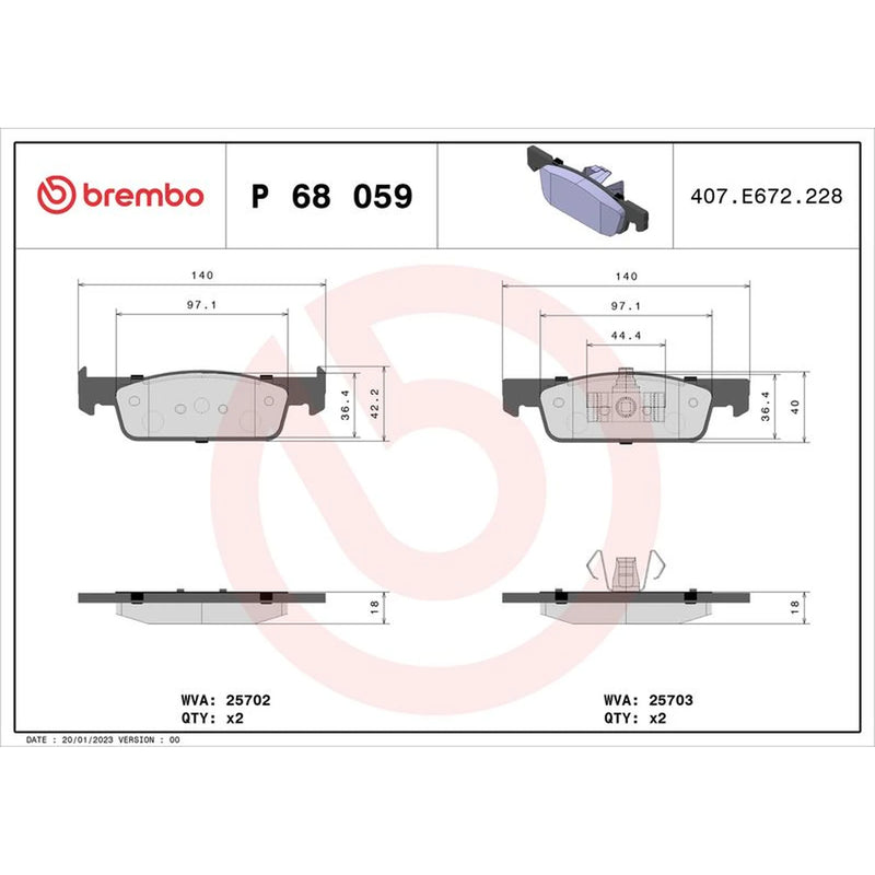 Brembo 4 x Front Brake Pad Set fits Dacia Logan II 2012-2013 1.2 1.5 1.6