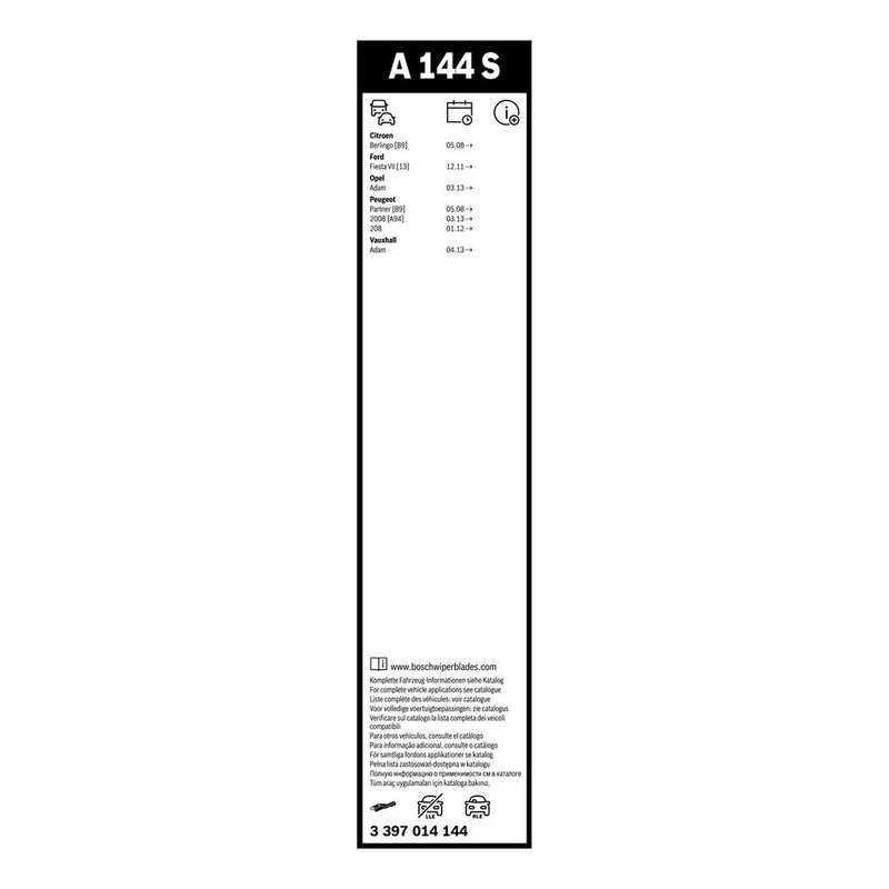 Bosch Aerotwin Wiper Blade Set 650mm + 400mm — A144S fits Citroën Mpv 2008-2021
