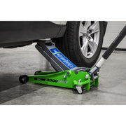 Sealey Low Profile Trolley Jack with Rocket Lift 3 Tonne - Green 3000LEHV Sealey - Dynamic Drive