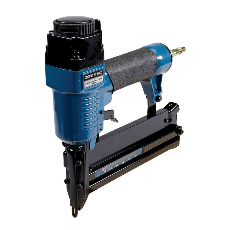 Silverline Air Nailer Stapler 10-50mm 18 Gauge Brad Nail Staple Gun Tacker Silverline  - Dynamic Drive