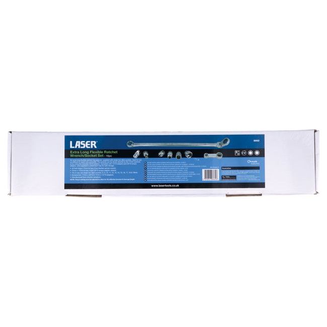 Laser Extra Long Flexible Ratchet Wrench/Socket Set 16pc 8662 Laser - Dynamic Drive