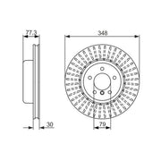 Bosch 2 x Vented Front Brake Discs 0986479584-x2