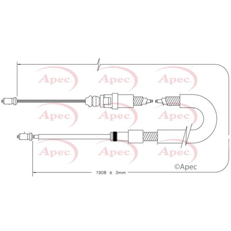 Apec Handbrake Cable Left Rear fits Peugeot 2008 I 2013-2019 1.2 1.4 1.5 1.6