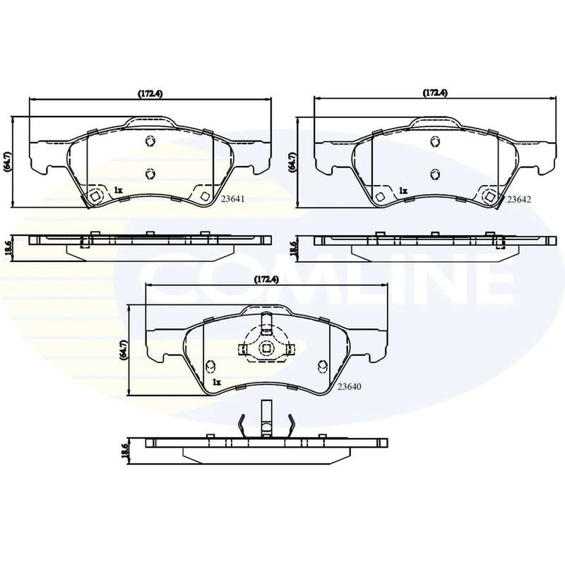 Comline Front Brake Pad Set fits Chrysler Voyager 2000-2008 2.4 2.5 2.8 3.3 3.8