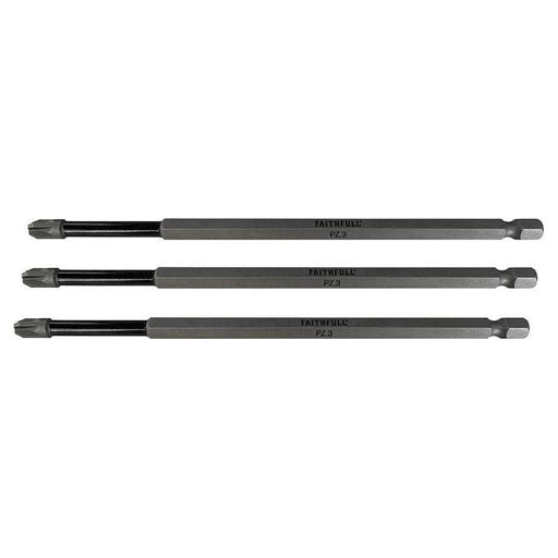 Faithfull Pozidriv Impact Screwdriver Bits PZ3 x 150mm (Pack 3) Faithfull - Dynamic Drive