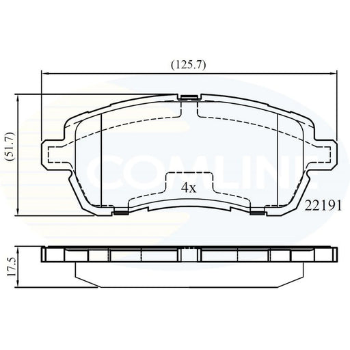 Comline 4 x Front Brake Pad Set fits Ford Ka+ III 2016-2020 1.2 1.5