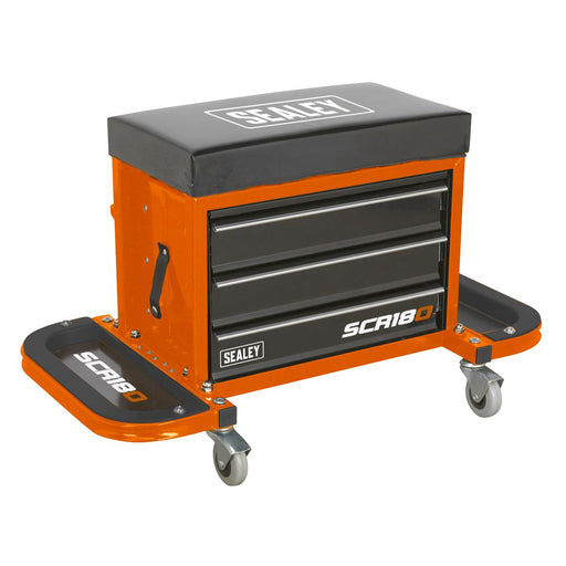 Sealey Mechanic's Utility Seat & Toolbox Orange SCR18O Sealey - Dynamic Drive