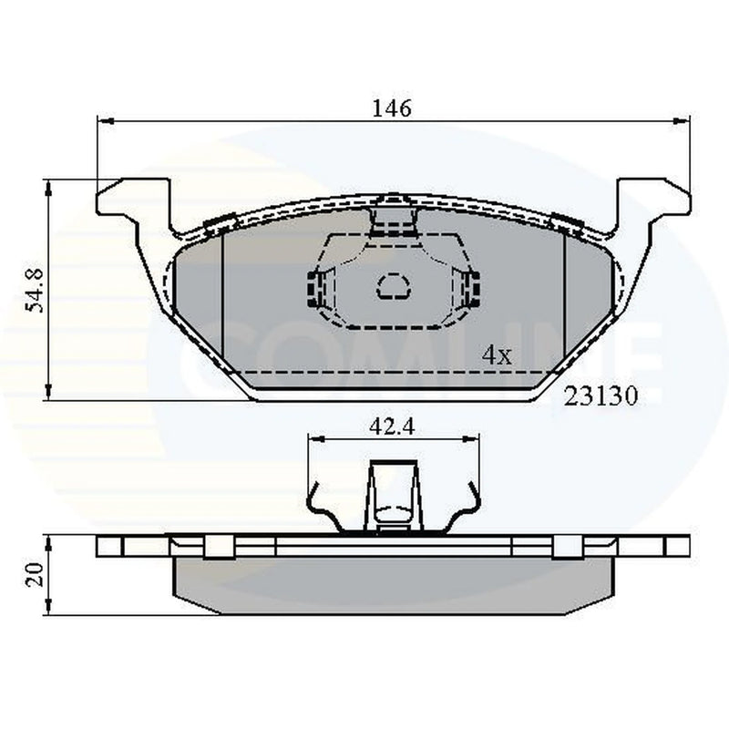 Comline 4 x Front Brake Pad Set fits Audi A1 2010-2015 1.2 1.6 2.0