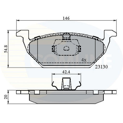 Comline 4 x Front Brake Pad Set fits Audi A1 2010-2015 1.2 1.6 2.0