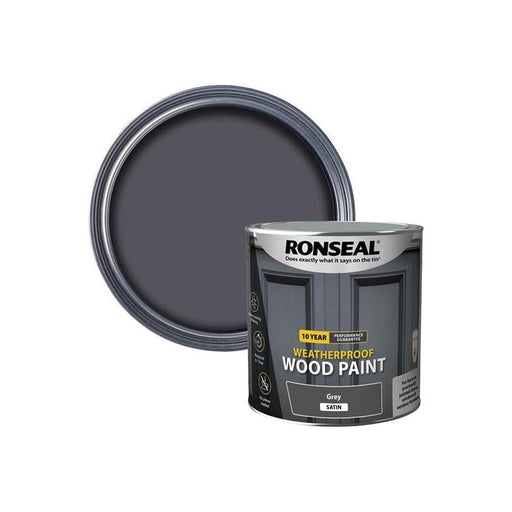 Ronseal 10 Year Weatherproof Wood Paint Grey Satin 2.5 litre Ronseal - Dynamic Drive