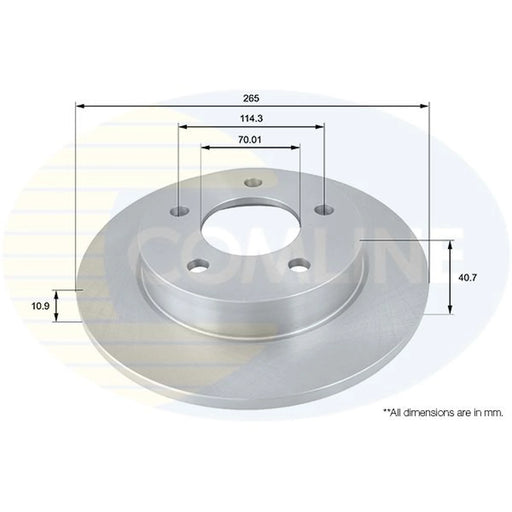 Comline 2 x Solid Brake Discs fits Mazda 3 2003-2014 1.3 1.6 2.0 2.2