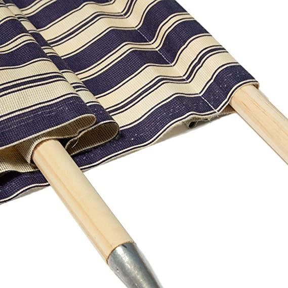 Blue Diamond Windbreak 5 Wooden Pole Canvas Navy Blue Stripe Caravan Camping 3.6M Blue Diamond - Dynamic Drive