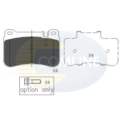 Comline 4 x Front Brake Pad Set fits Mercedes-Benz C-Class 2000-2008